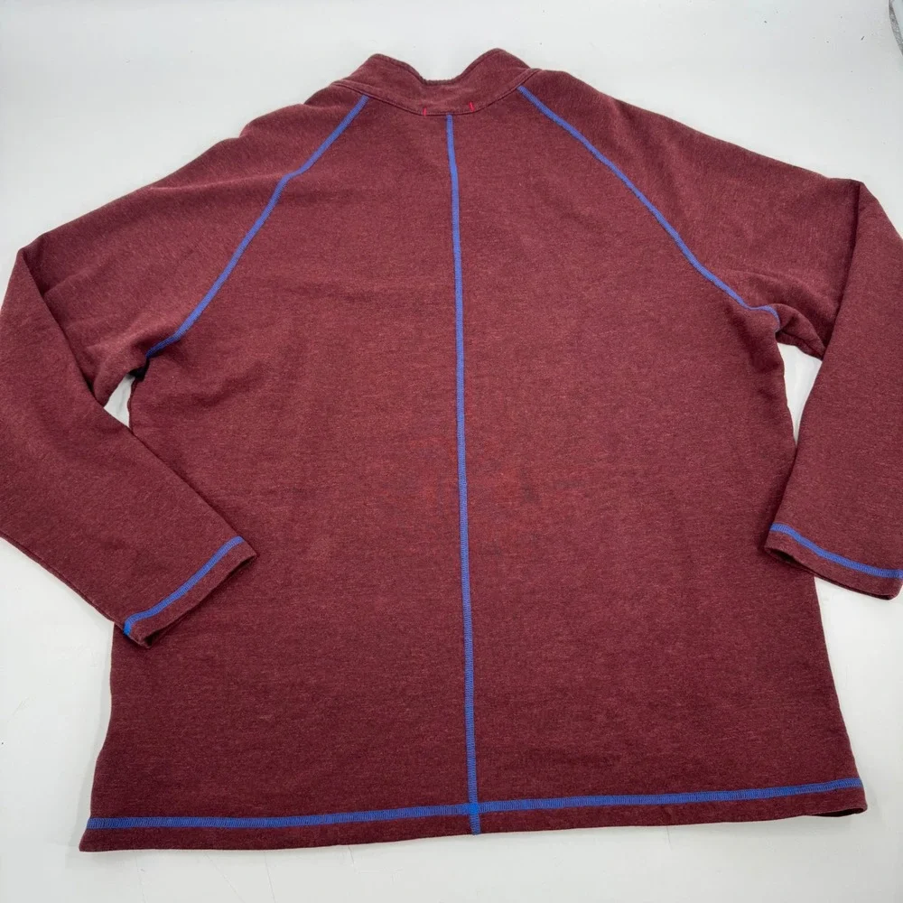 Agave American Made Mens XL Quarter Zip Pullover Burgundy Blue Stitching‎